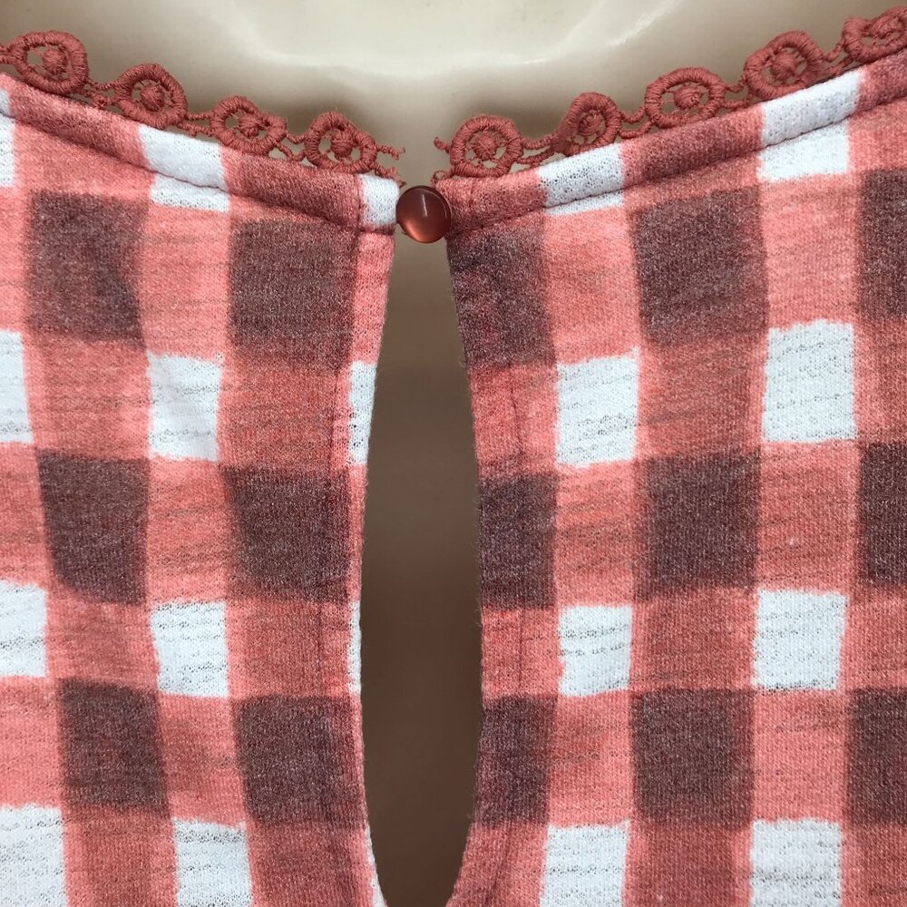 Lauren Conrad Womens Burnt Orange Checkered Sleeveless High Low Hem Tunic Size L - Picture 5 of 8